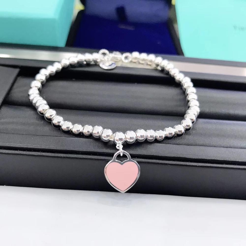 Braccialetto originale 100% S925 ciondolo a forma di cuore in argento Sterling gioielli moda classica per regalo di festa fidanzata