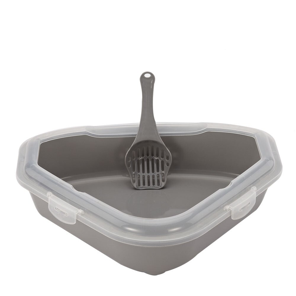 Cat Toilet Plastic Triangle Shape Self Cleaning Cat Litter Box Large Space Plastic Cat Toilet Training Kit Litter Box: 2