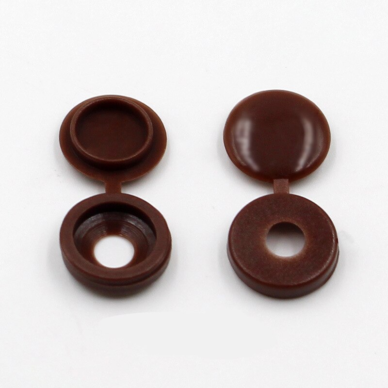 50pcs Plastic Conjoined Screw Cover Folding Screw Hole Cover with Cap Furniture Screw Bolts Beautification Decorative Buckle: Dark brown