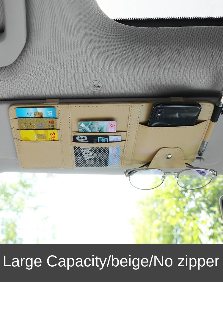 Automotive Sun Louver Storage Multifunctional inside the Car Glasses Clamp Card Buggy Bag Card Package Bill Document Bag: q