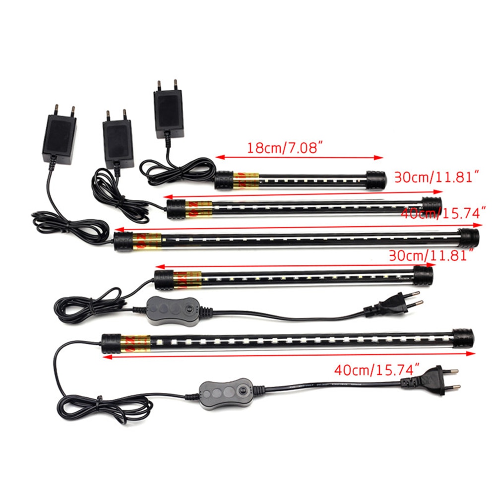 Akvarium akvarium led-ljus klämlampa poolbar dränkbar vattentät lampa vit/blå vattenbelysning 18cm/30cm/40cm eu-kontakt