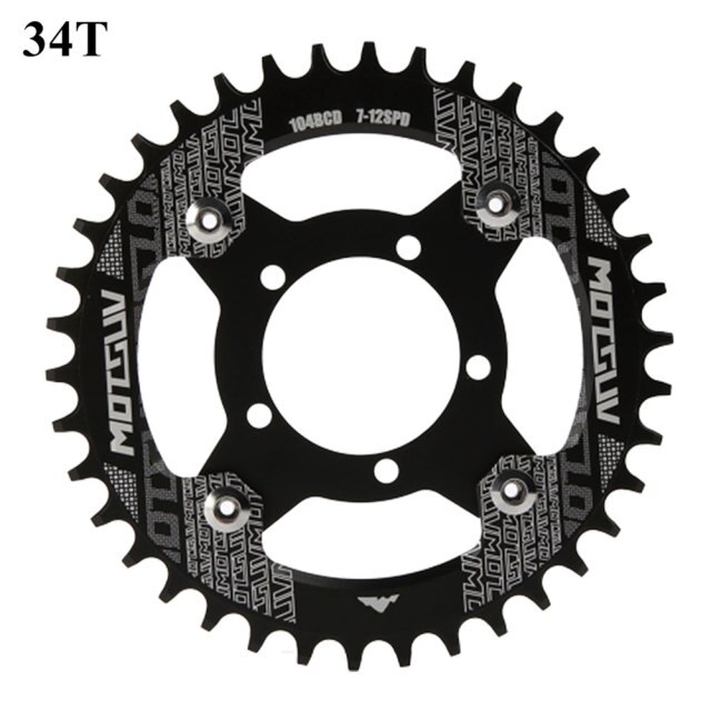 Plato de bicicleta eléctrica 104BCD + adaptador para Motor de accionamiento medio Bafang BBS01/BBS02, de acero inoxidable 32T 34T 36T 38T: 34T BLACK 