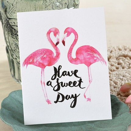 Birthday greetings card mini valentine's day message thank you small CARDS Pink girls CARDS flowers lipstick flamingos: style 8