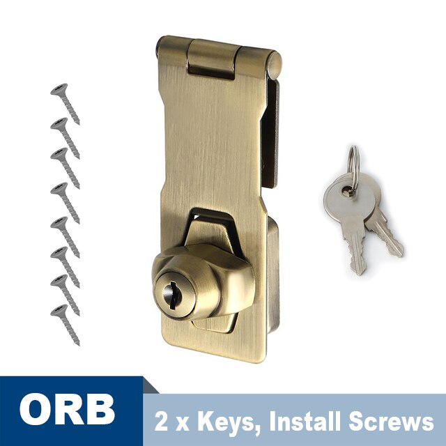 Alise 3/4 tommer lås nøglen hasp selvlåsende sikkerhed hasp hæfteklammer 2 nøgler lås skur skab hængelås dør / skur / gate / van lås: 3 tommer / Orb