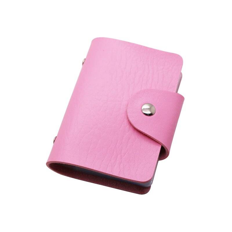 Porte-cartes de crédit 24 Bits, en PU, couleur unie, grande capacité, rangement, Clip, organisateur, étui pour identification, pochette: style 1 pink