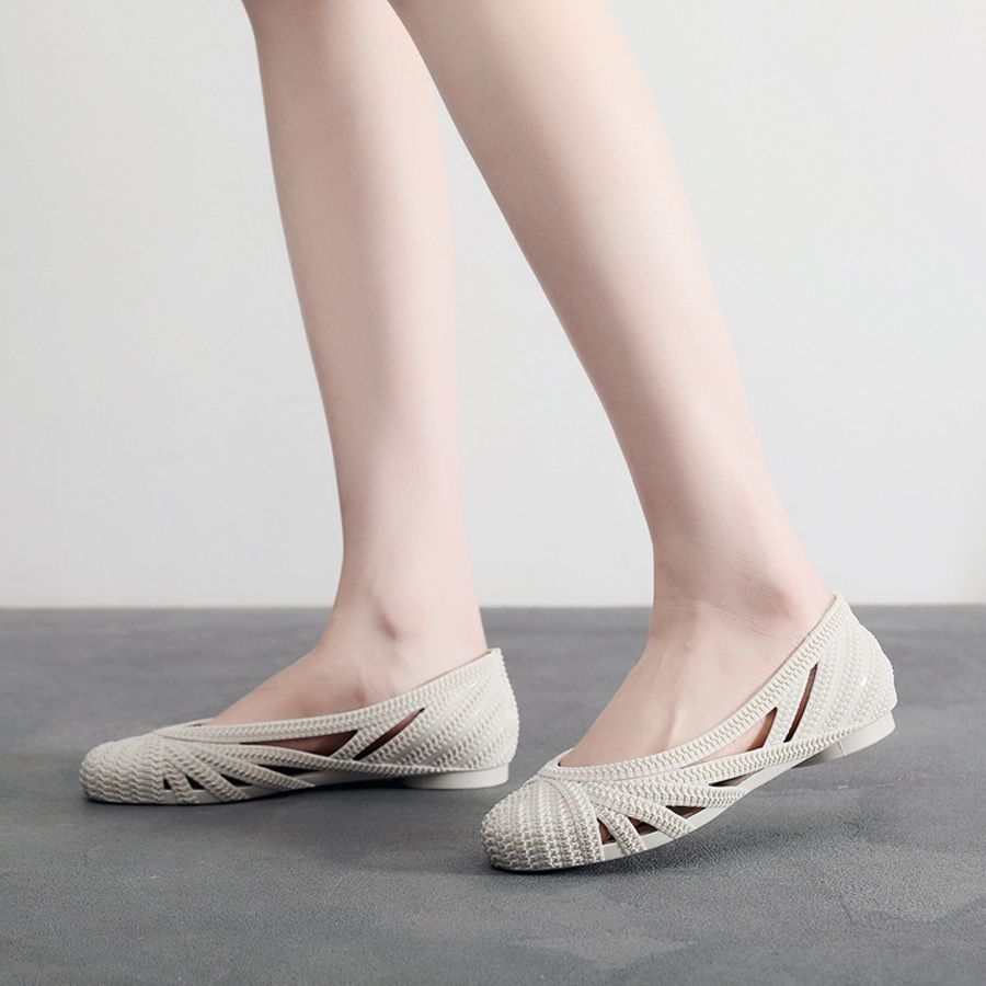Sandalias de playa, zapatos planos de gelatina, botas de lluvia de suela blanda sin cordones, sandalias de verano, pies de boca poco profundos, zuecos romanos