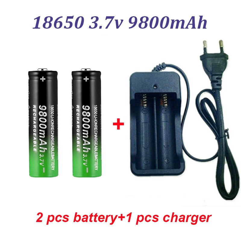 100% Snelle Opladen 18650 Batterij 9800Mah 3.7V 18650B Li-Ion Zaklamp Batterijen + Oplader