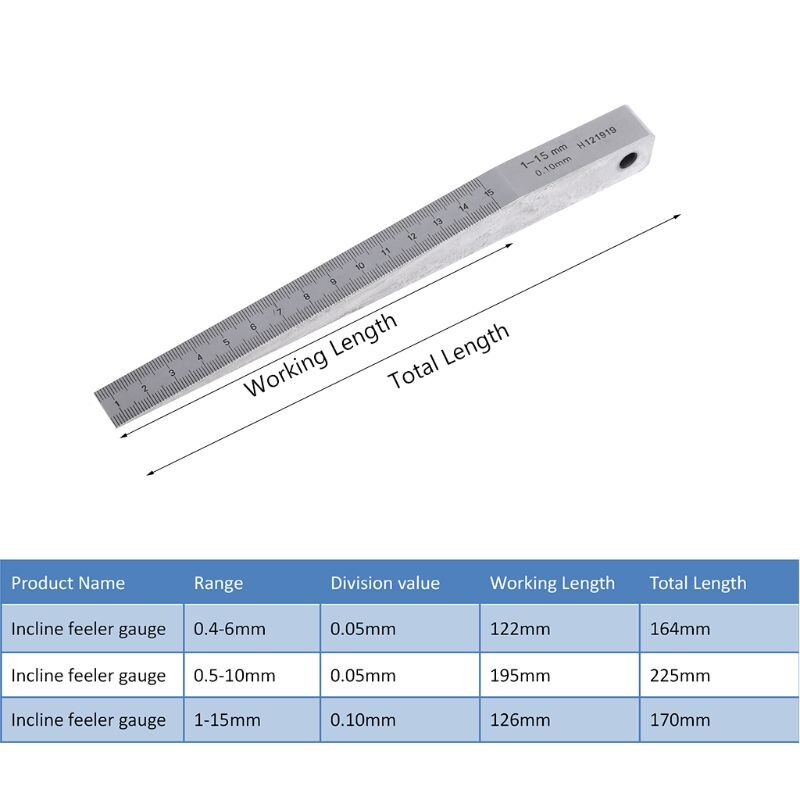 Taper Gauge Gage Lassen Wig Voelermaat Voeler Wedge Gauge Gat Meet Tool 1-15Mm 0.5-10mm 0.4-6Mm