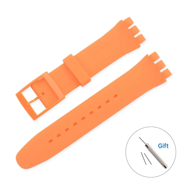 Correas de reloj de resina para hombre, accesorios, pulsera deportiva de goma resistente al agua, correa de silicona de 16, 17, 19, 20mm para Swatch GW164 GB274: GREEN BLUE / 16 mm