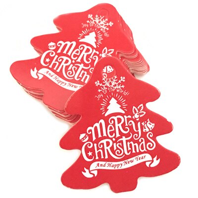 100Pcs Kerst Serie Tags Papier Label Label Diy Ambachten Hang Tag Bakken Wikkelen Decoratieve Card Kerst gunsten: Tree- Red