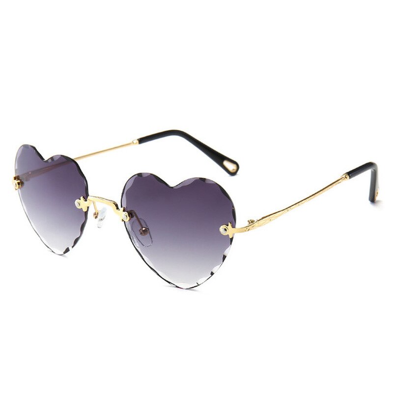 Love heart randløse solbriller kvinder luksus mærke hjerteformede drev solbriller slik farve linse plast oculos: -en