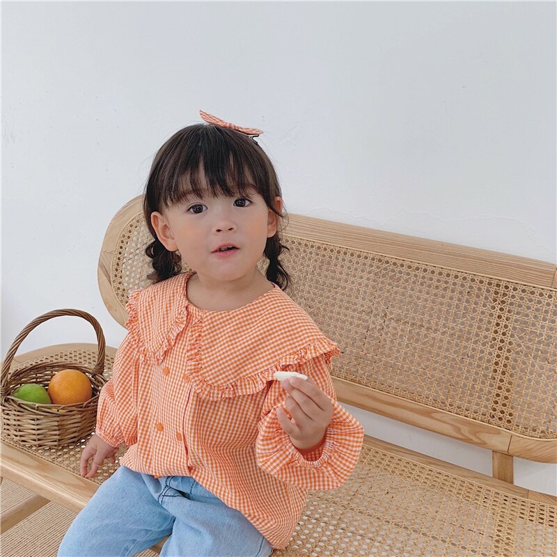Herfst babymeisjes shirts schattige lange mouwen strepen print shirts kindertopjes shirts casual meisjes katoenen blouse 2-8y