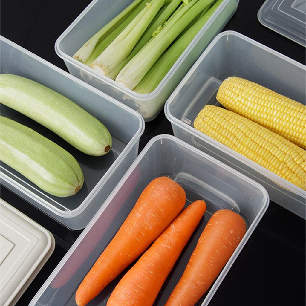2#Kitchen Plastic Food Vegetable Storage Container Organizer Fridge Storage Box Food Containers Small Refrigerator Storage Boxes