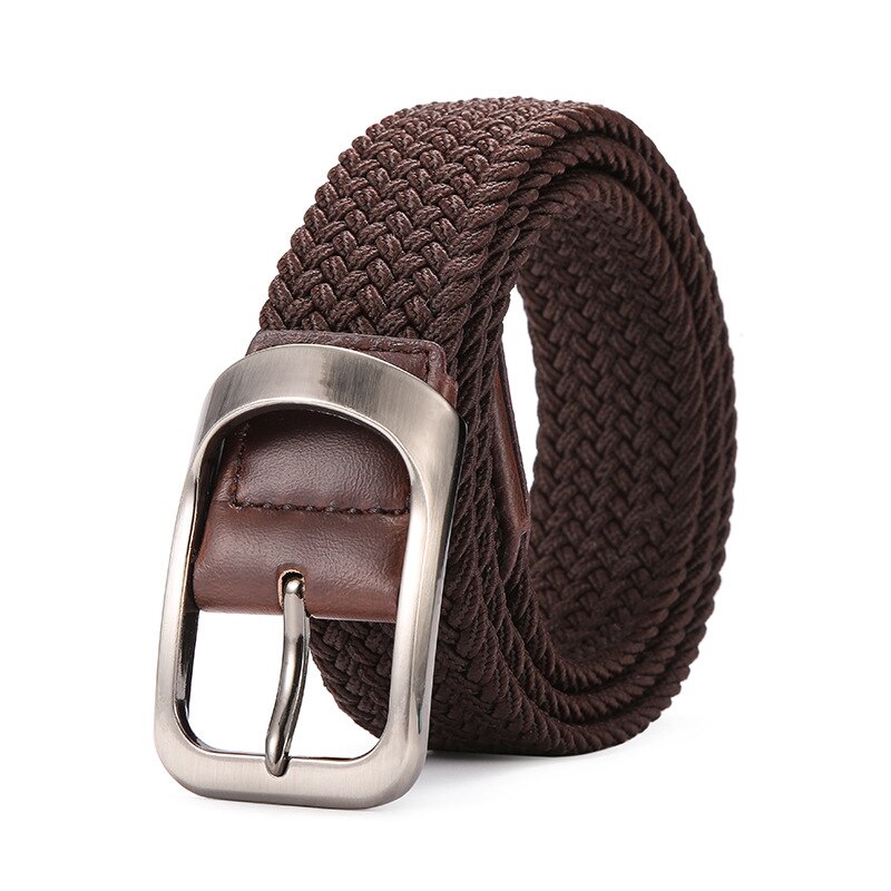 105*3.3cm unisex flettet herrebelte herrebelte uformelt jeans elastisk linning ceinture homme  a201: Kaffe