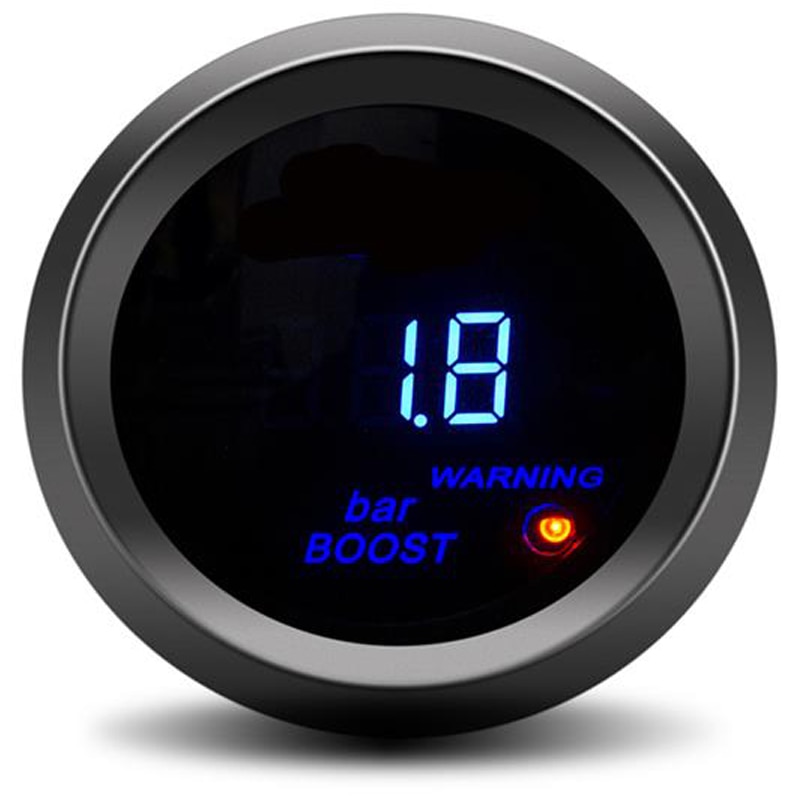 Digital turbo boost gauge bar type 2 tommer 52mm auto bil blå led turbo boost meter med sensor manometri turbo bar tryk
