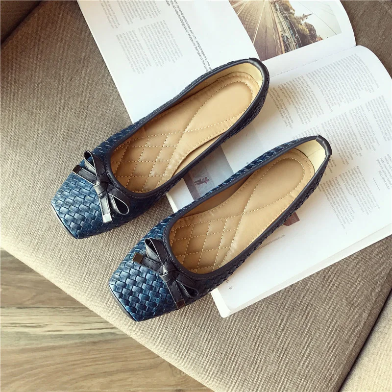 2024 frühling Sommer Ballerinas Frauen Einzelnen Schuhe Elegante Flache Damen Schwarz Blau Plus Größe 41 D061: Blau / 5,5
