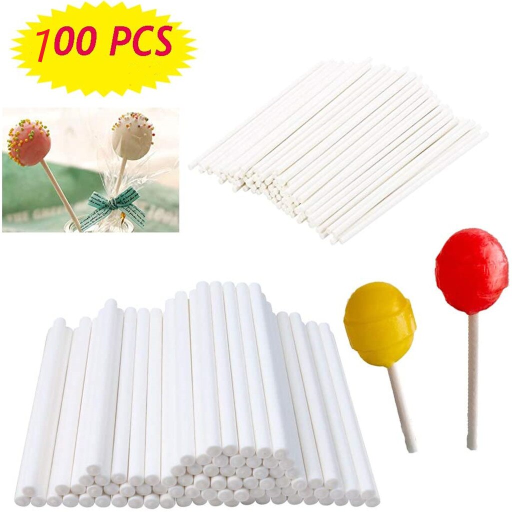 100 Stuks 15Cm Lolly Cake Papier Stok Plastic Pop Sucker Sticks Cake Pop Sticks Voor Chocolade Suiker Snoep Lolly pop Diy Mold: A