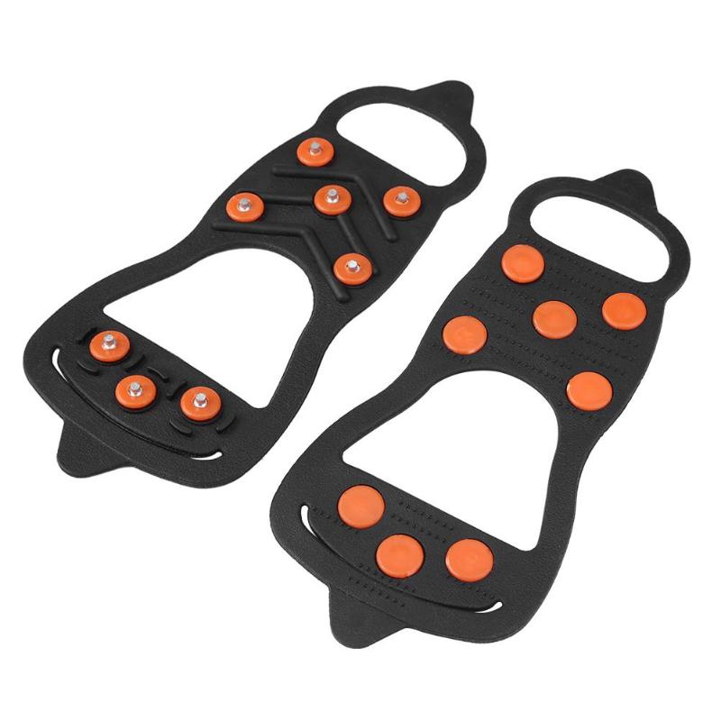 1 par 8 dubbar antisladd is snösko spetsiga klättergrepp kloss stegjärn klättring camping halkskydd skydd s-xl: Storlek l