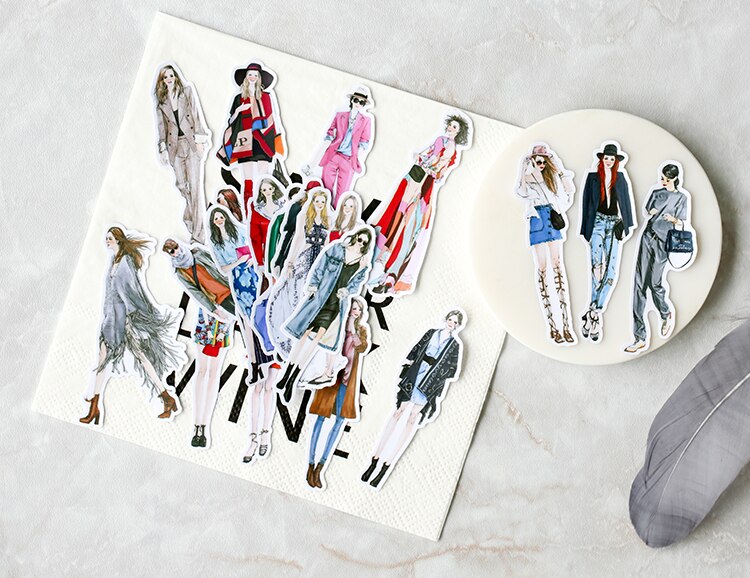 21PCS girl Stickers Crafts And Scrapbooking Decorative Sticker DIY Lovely Stationery