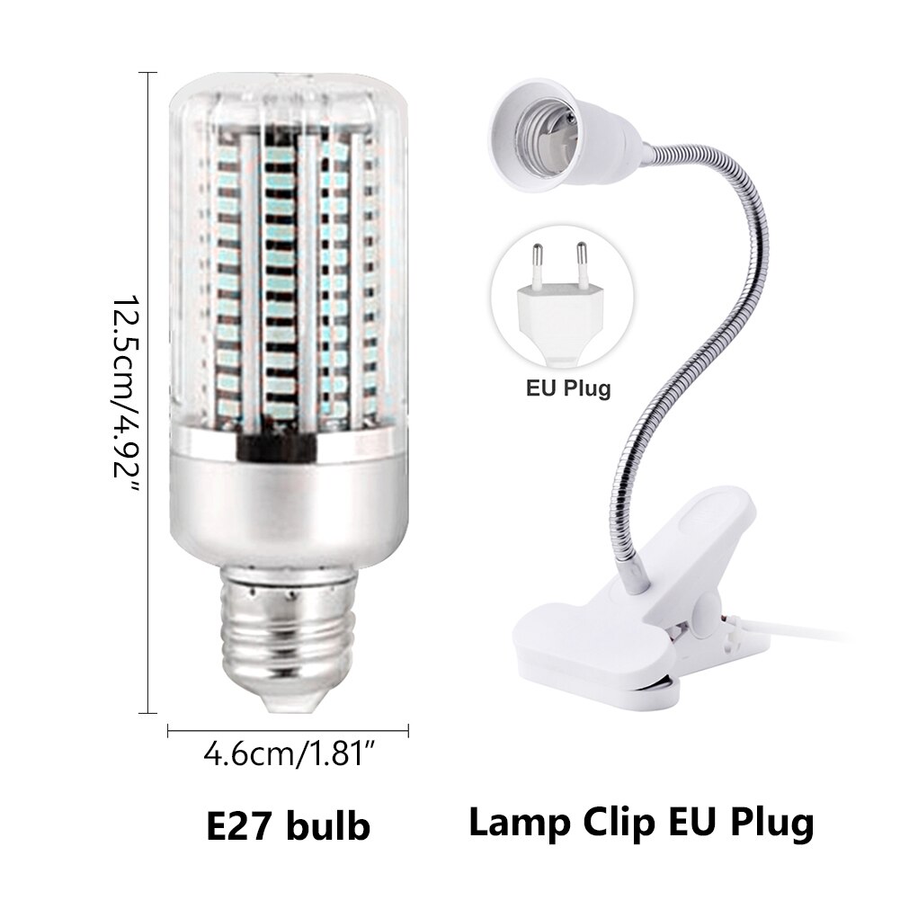 LED Bulb Sterilizer Bacterium UV Germicidal Clean Air 40W E27 Corn Light Ultraviolet for home Energy Conservation Disinfection: E27-Lamp Clip EU