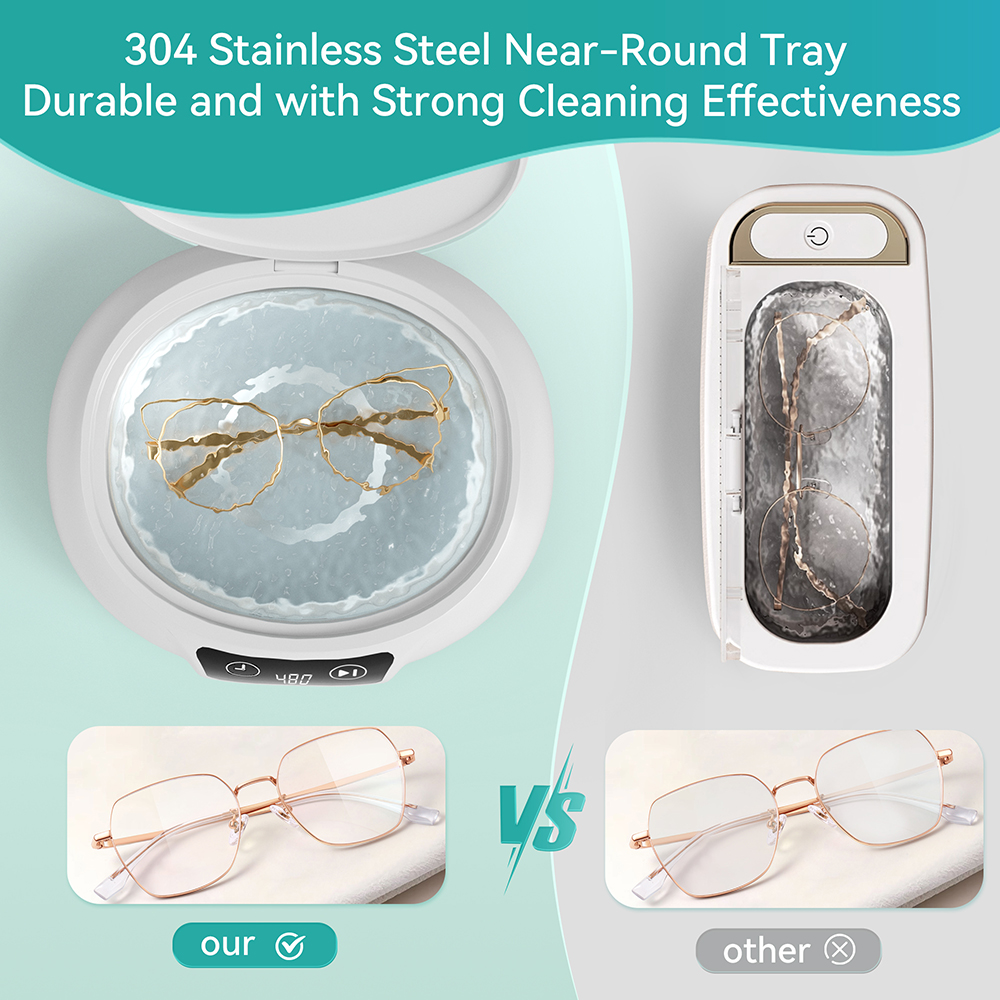 KUNPHY Ultrasone reiniger 700ML Verstelbare grote capaciteit Snelle krachtige sieradenbrace Bril Sieraden Sonische reiniging Huishouden