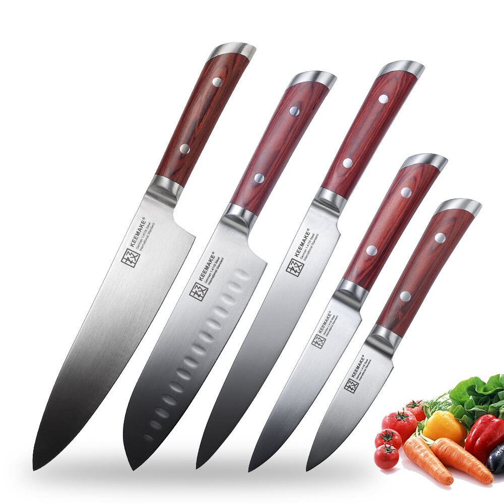 SUNNECKO-Juego de cuchillos de cocina Santoku con caja de , utensilio de cocina para Chef, para cortar carne y pan,