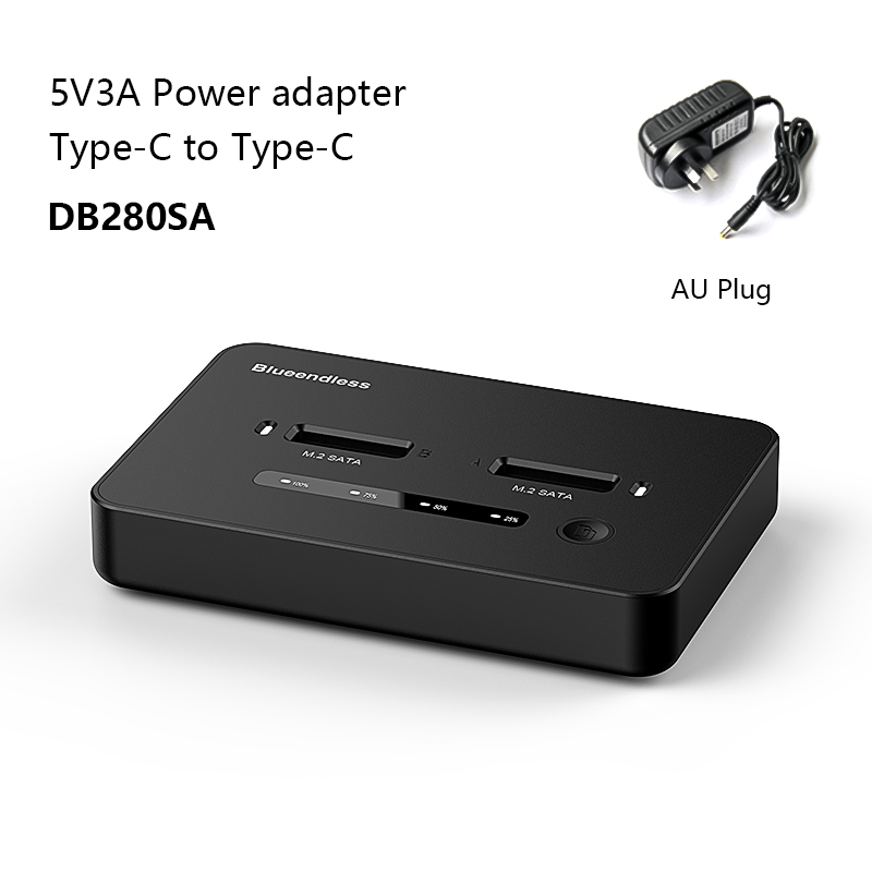 Blueendless  m 2 ssd-dockingstation med to bays, sata-duplikator, ssd med to bays, m2 .2 kabinet, sata 6 gbps, type c, usb 3.1 til ssd-harddisk: Hvid