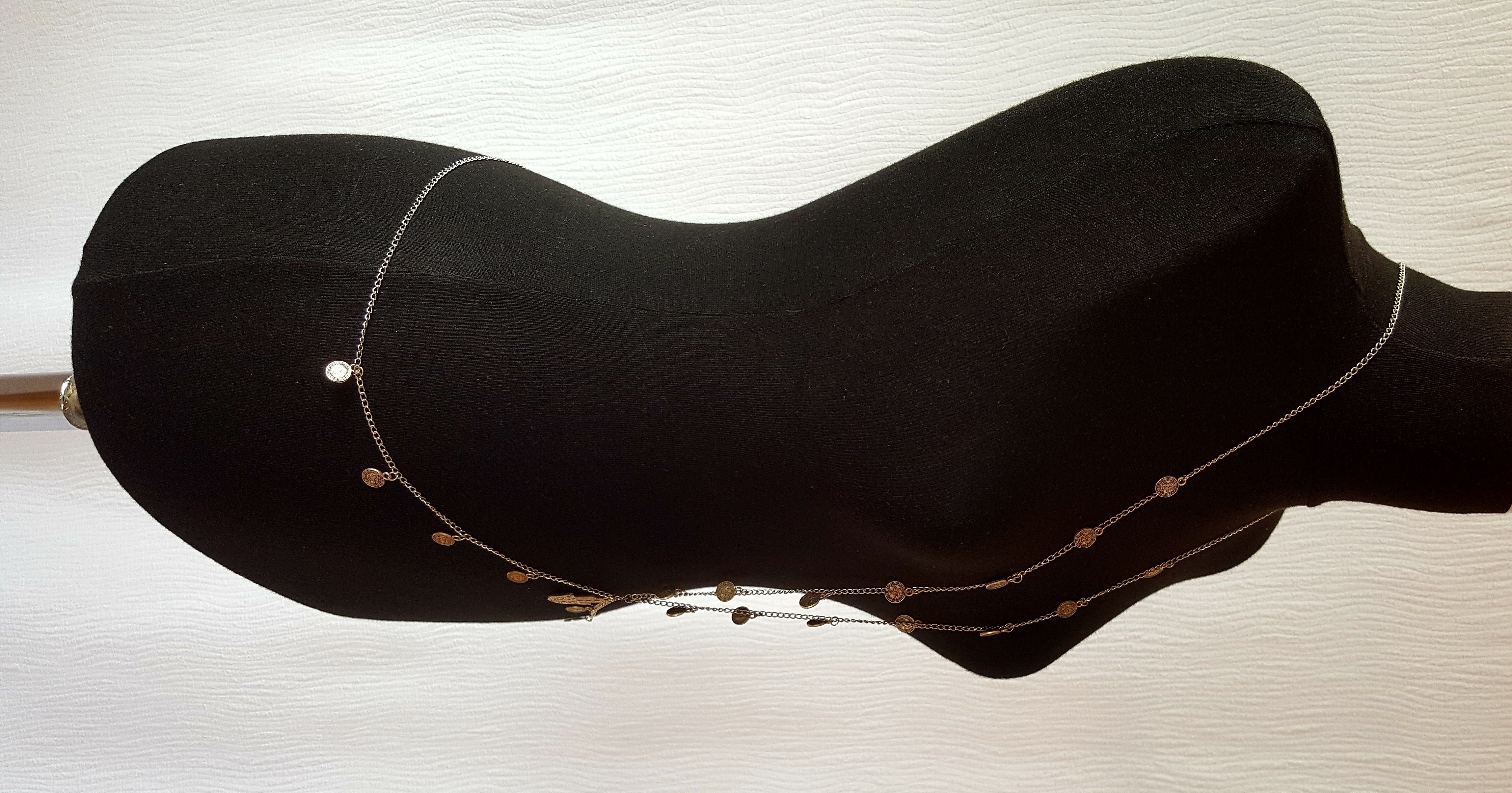 Body Jewelry - Metal Chain Design - Zircon Stone - Silver Metal Type