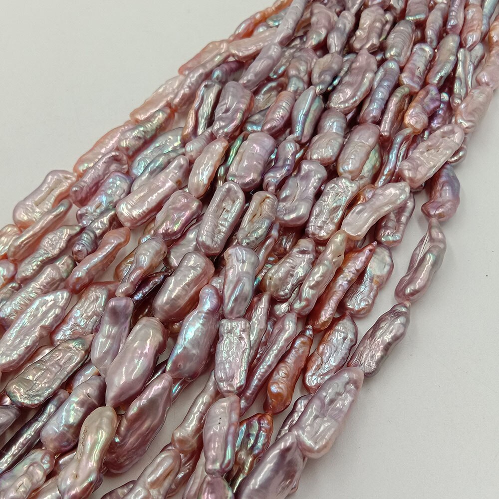 39 cm DIY pearl beads,AAA BIWA pearl beads,100% nature freshwater pearl with noodle shape-width 7-9mm L:15-30mm.: Lavender