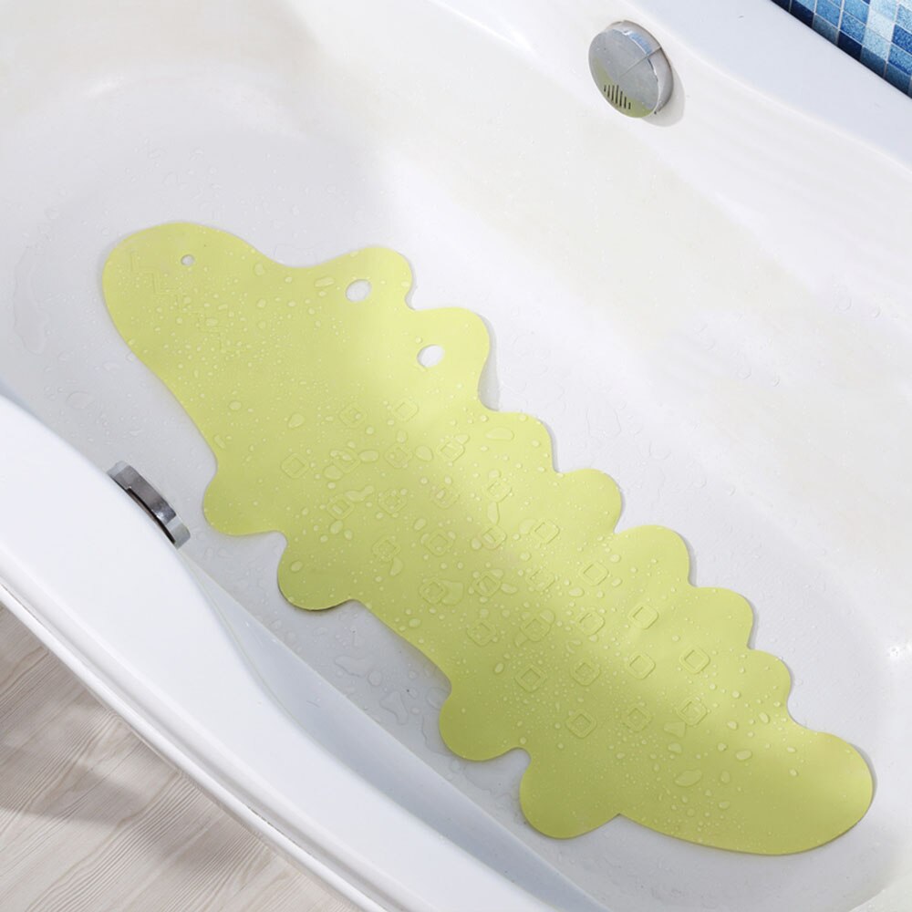 95x35 CM bébé mignon Crocodile baignoire tapis enfants antidérapant tapis de bain Anti-bactérien tapis de douche puissante ventouse préhension sans BPA: Vert