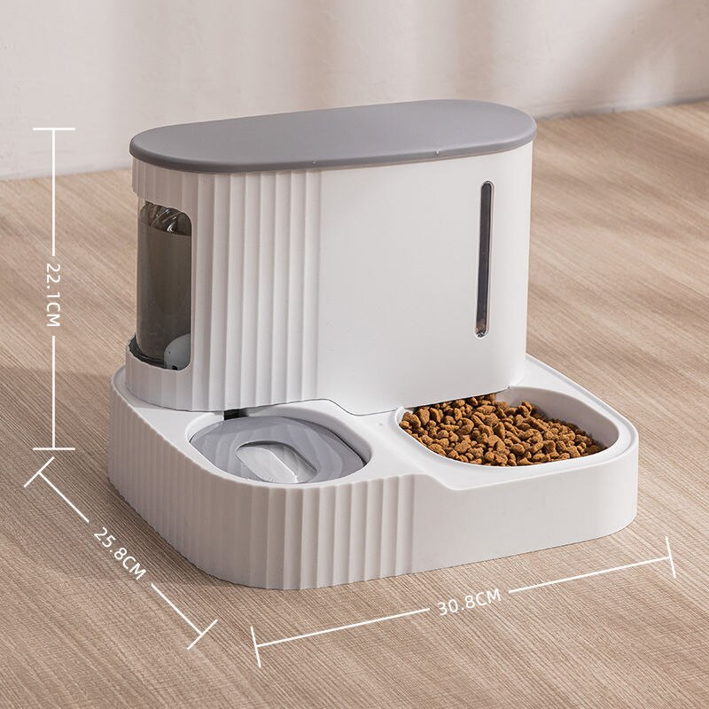 Automatic Pet Cat Bowl Dog for Cat Feeder Bowls Kitten Food Drinking Fountain 3L Capacity Dual-use Puppy Feeding Waterer Product: A gray