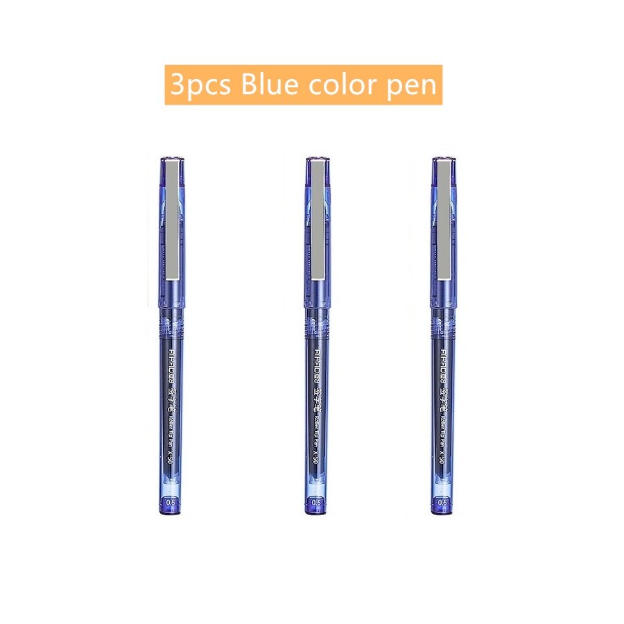 3pcs Transparent Roller Ball Tip Pen 0.5mm Ballpoint Pens for Writing Signature Stationery Office Tools School Supplies A6657: 3pcs Blue