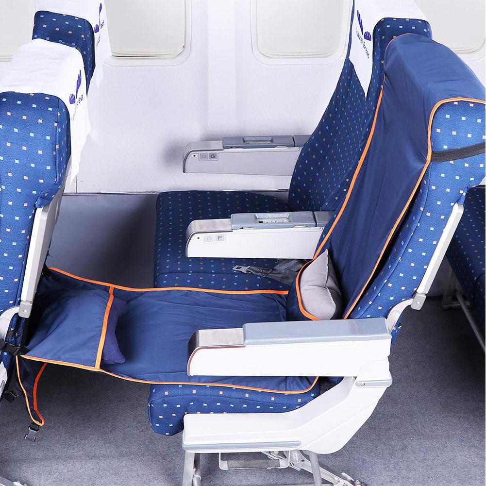 MeterMall Verstelbare Voetensteun Hangmat met Opblaasbaar Kussen Seat Cover voor Vliegtuigen Treinen Bussen 190X40CM