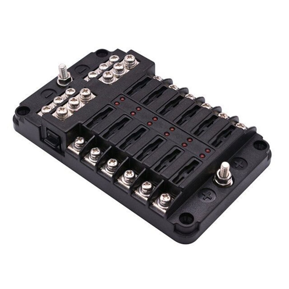 12-Way Car Fuse Box 6 In 6 Out Car Fuse Box Universal Automative Fuse Box With Led Indicator Portable Car Fuse Box