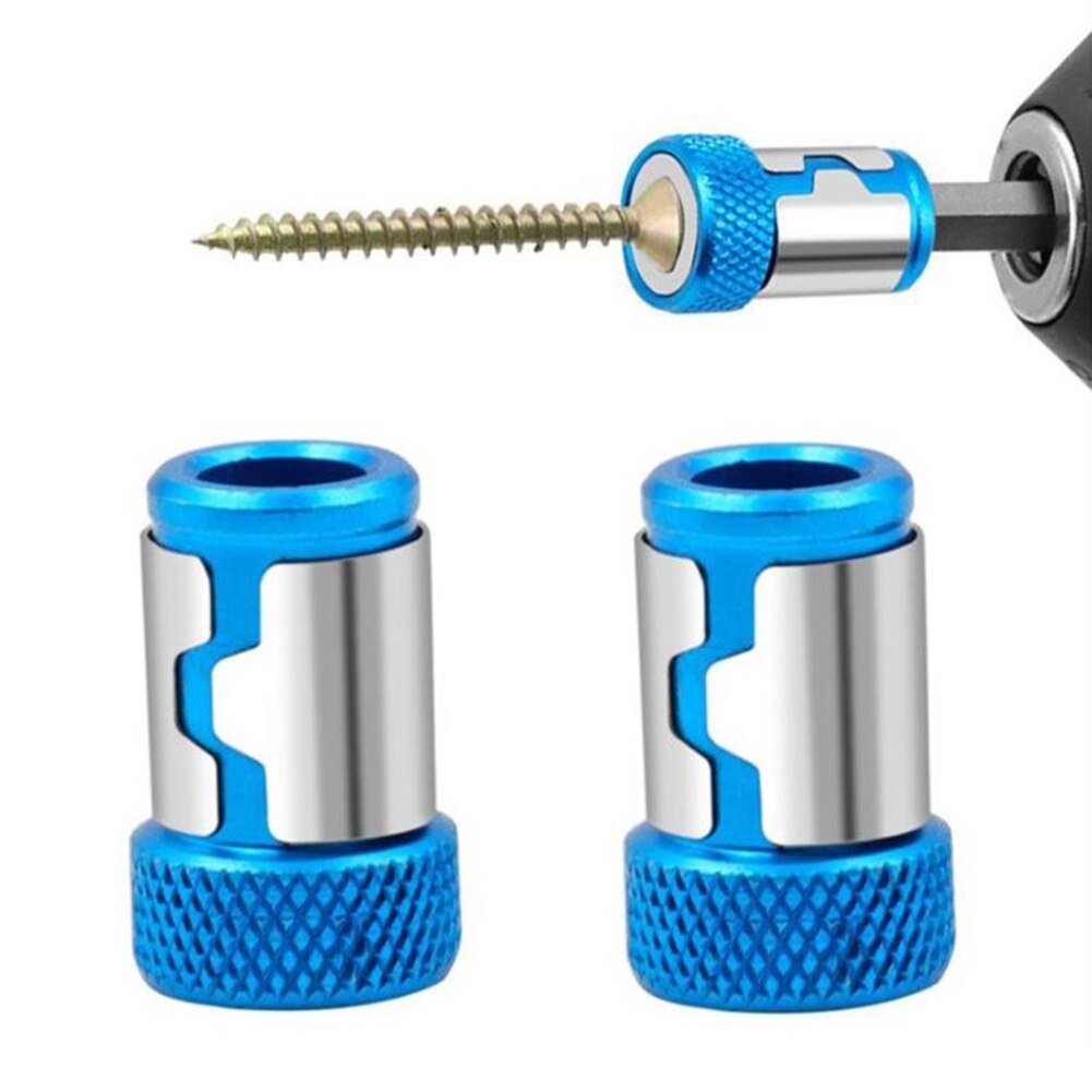 2pcs 2.5 * 1.5cm Magnetic Ring Metal Screwdriver Head Steel Sleeve Electric Screwdriver Bit For 6.35mm (1/4 ") Hex Magnet Driver
