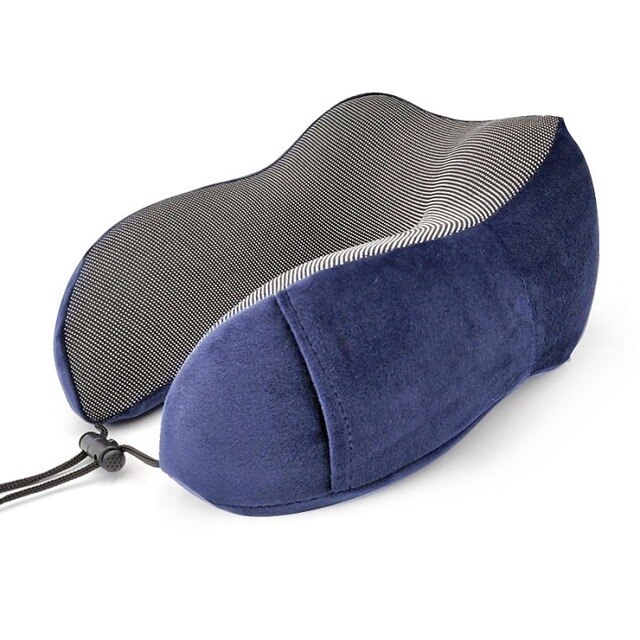 Travel Pillow Memory Foam Neck and Cervical Pillow for Airplane Car Office Napping Pillows U Shape Flight Head Chin Support Cush: Deep Blue