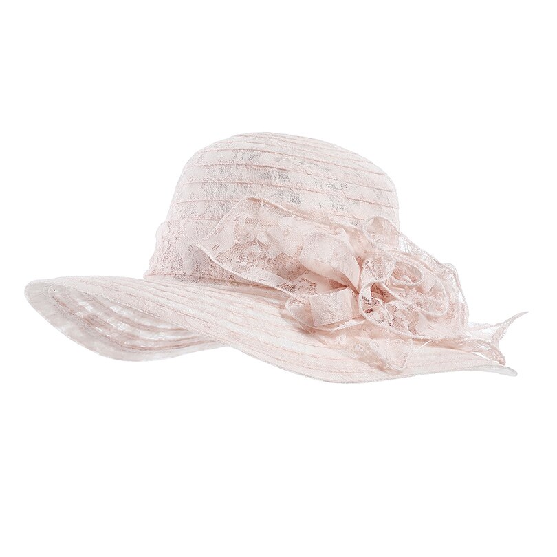 WELROG Women's Organza Church Kentucky Derby Fascinator Bridal Tea Party Wedding Hat Summer Female Pink Lace Church Cap: Pink