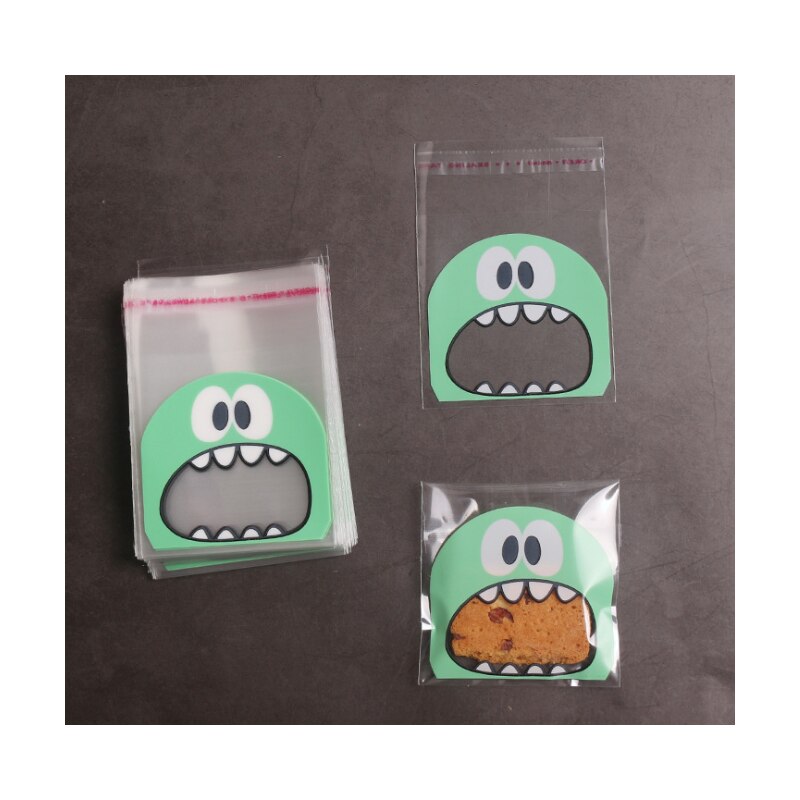 100 pçs 7x7cm bonito monstro impressão auto-adesivo celofane doces presente sacos violoncelo reusável biscoitos sabão festa de casamento sacos