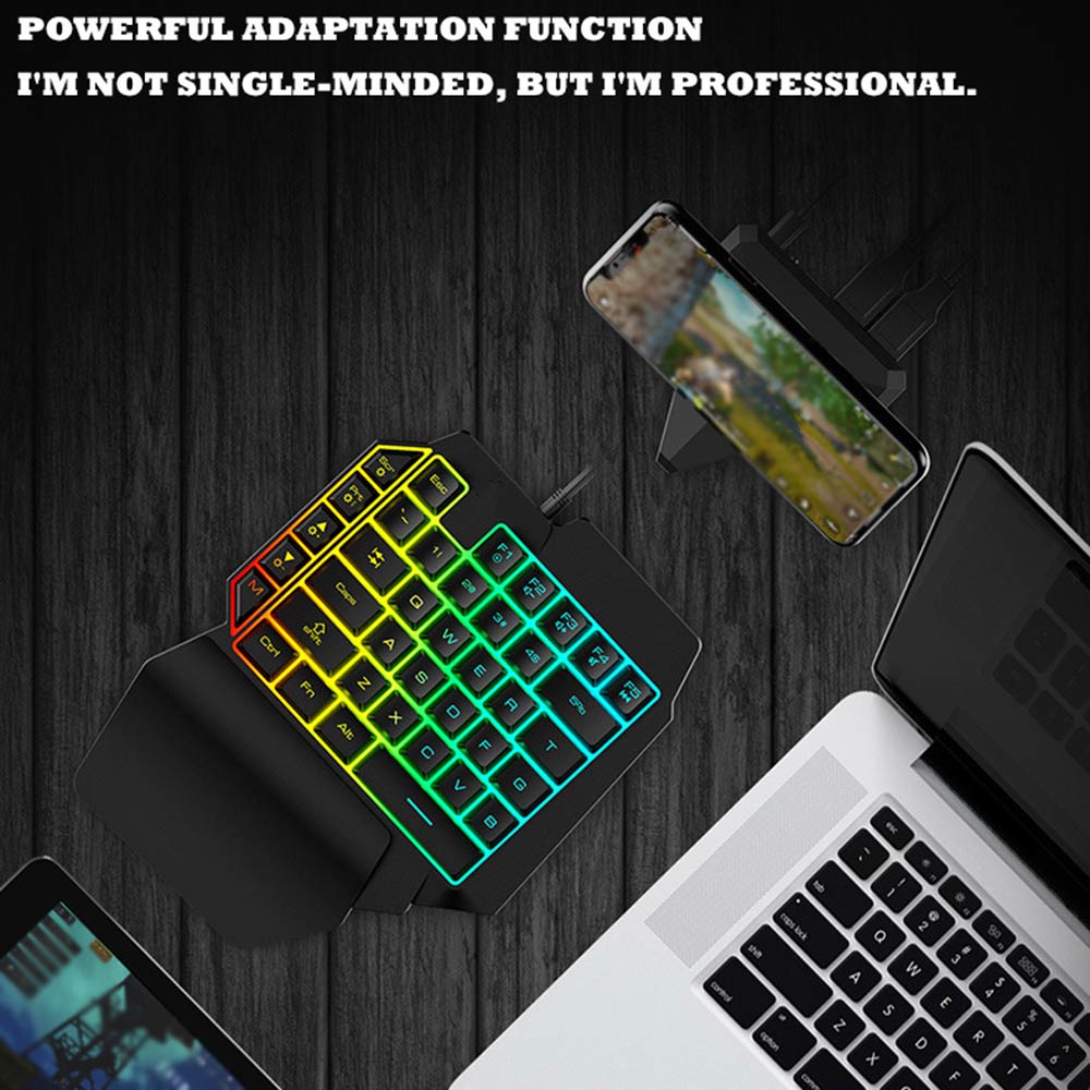 Keyboard Mouse Combos Ergonomic Multicolor Backlight One-Handed Game Keyboard Mouse Set For Home Gamer Gaming Kit