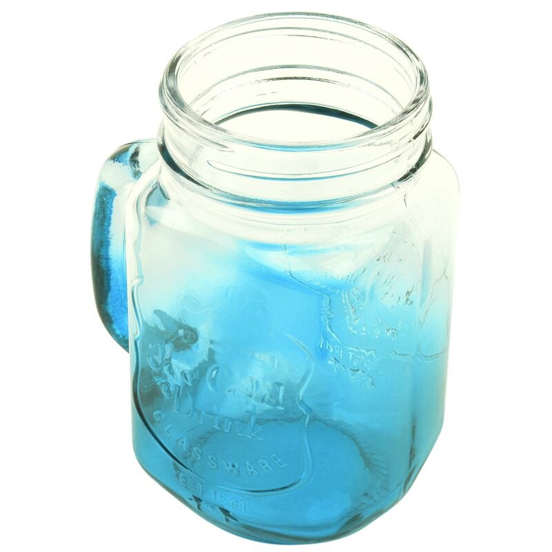 Fashionable Vintage Mason Glass Drinking Jar Bottles Cup 500ML/17oz, Blue