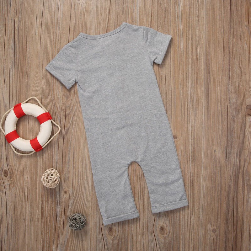 Solid Short sleeve Buttons up Baby One Piece Jumpsuit Rompers For Boy