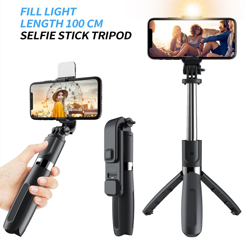 Ruzsj Opvouwbare Statief Monopod Selfie Stok Bluetooth Met Draadloze Knop Sluiter Selfie Stick Met Led Voor Ios/Android/xiaomi