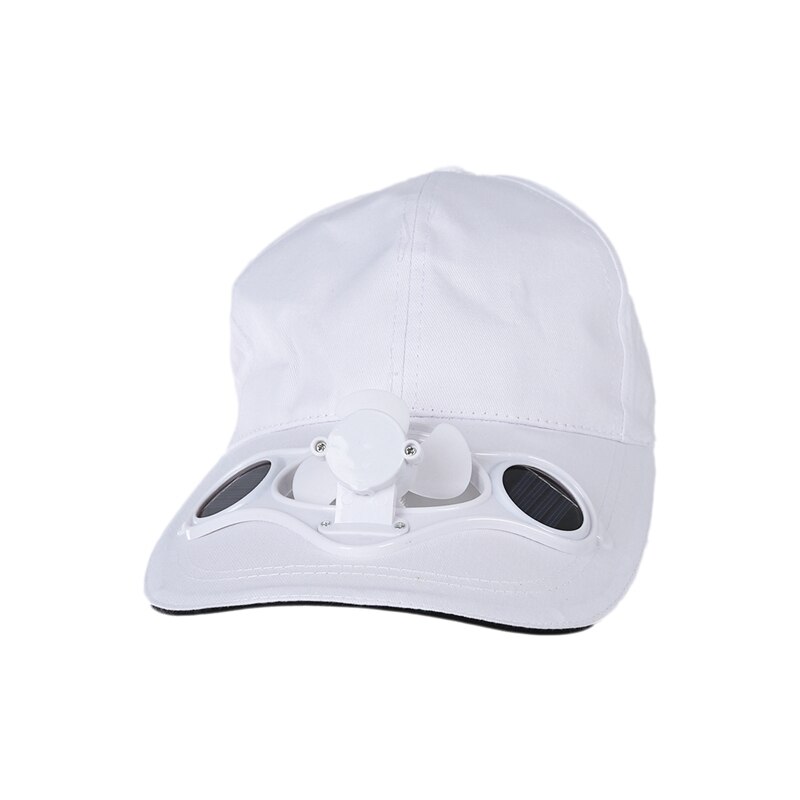 2 PCS Summer Outdoor Solar Sun Power Hat Cap Cooling Cool Fan For Golf Baseball Sport - White & Blue