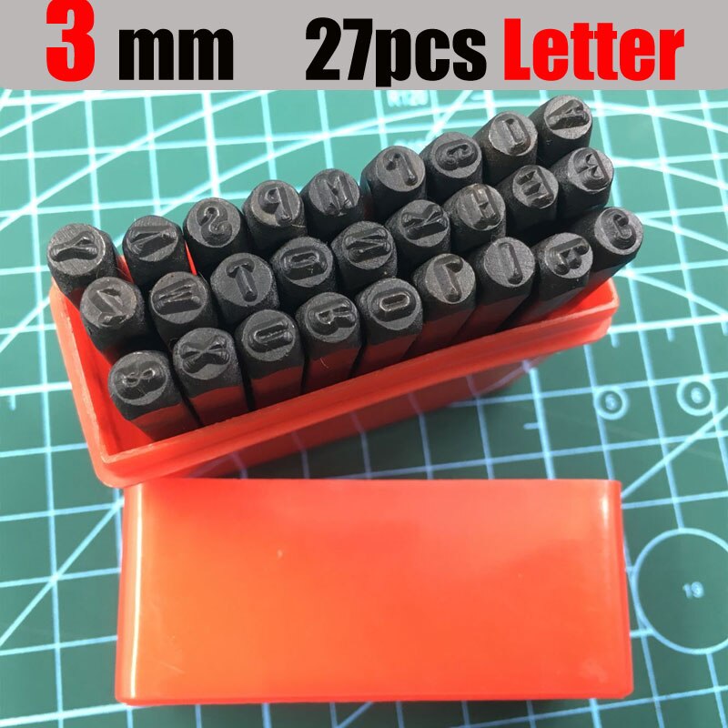 Outil d'estampage en métal en acier noir numéro arabe outil de poinçon de presse lettres anglaises estampes sculptées LOGO en cuir joints en métal fournitures: 3mm Letter