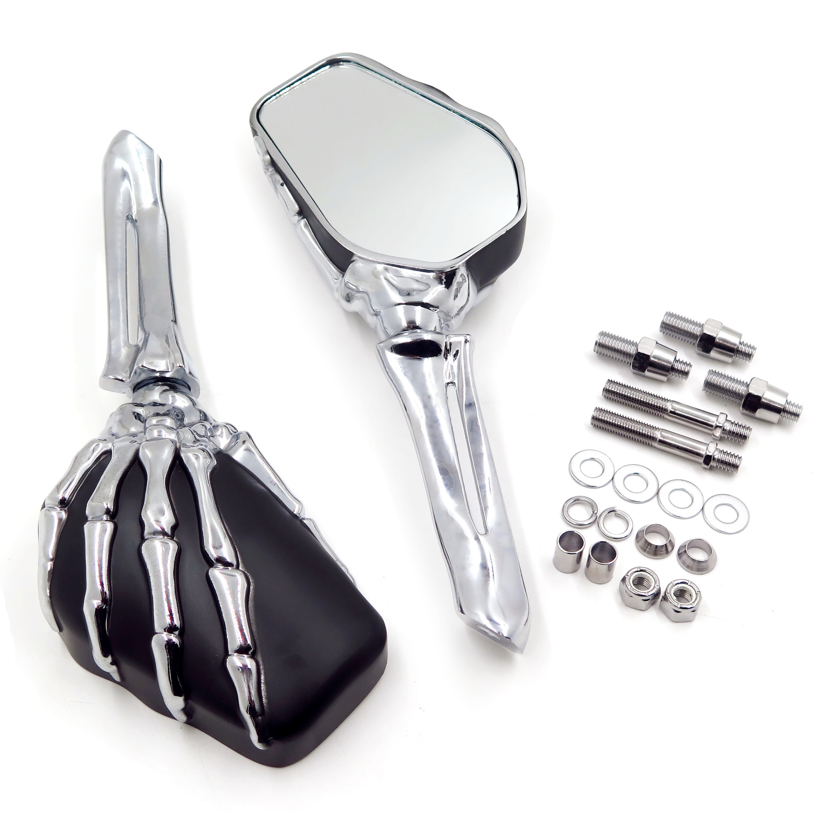Pour moto Harley héritage Springer Sportster Dyna glisse Softail V tige CHROME Talon crâne miroir