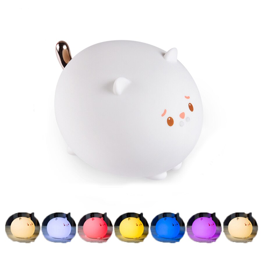 Silicone Touch Sensor LED Night Light USB Rechargeable Animal Bedroom Beside Night Lamps For Baby Children Kids Desk Lamp: Wall Cat