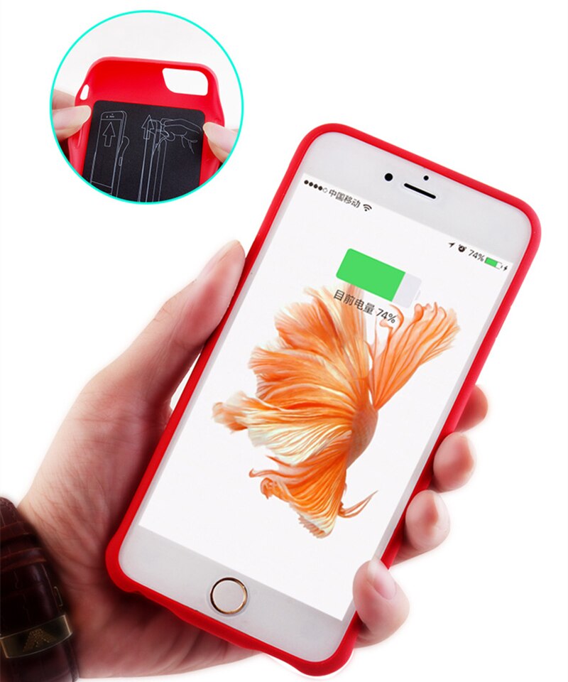 Kqjys draagbare powerbank batterijlader hoesjes voor iphone 6 7 8 se batterijhoes batterijlader hoesje voor iphone 6s 7 8 plus