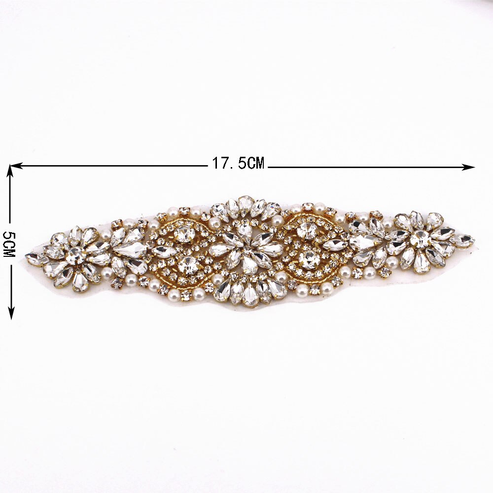Handgemaakte roségouden trouwjurk met strass-applicatie, strijk op bruidsjurk met kralen en kristalapplicatie voor jurken en kleding