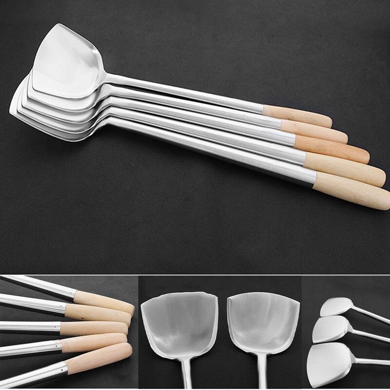 1PC manche en bois pelle acier inoxydable spatule cuisson pelle ustensiles de cuisine cuisine ustensiles de cuisine ustensiles de cuisine