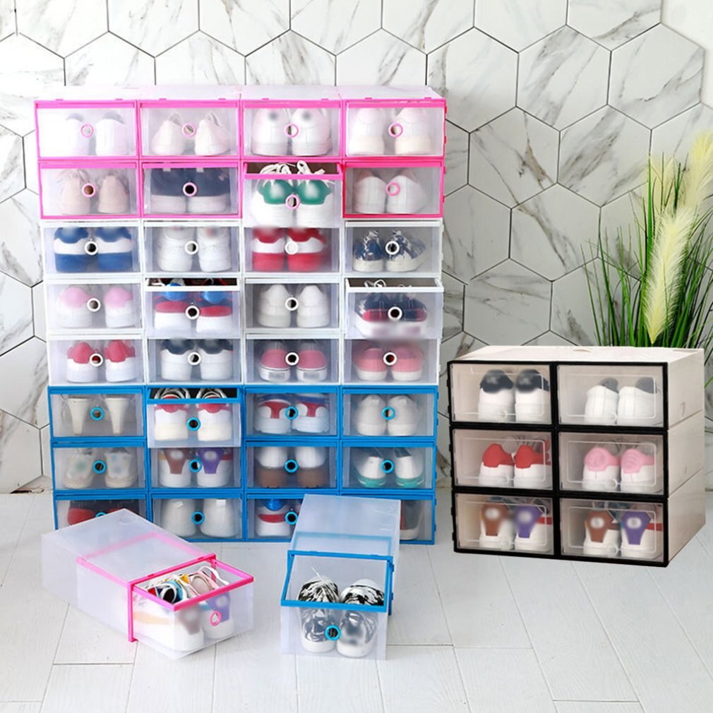 Transparante Plastic Schoenendoos Schoen Opbergdoos Schoenendoos Flip Cover Lade Schoen Opslag Artefact Verdikking